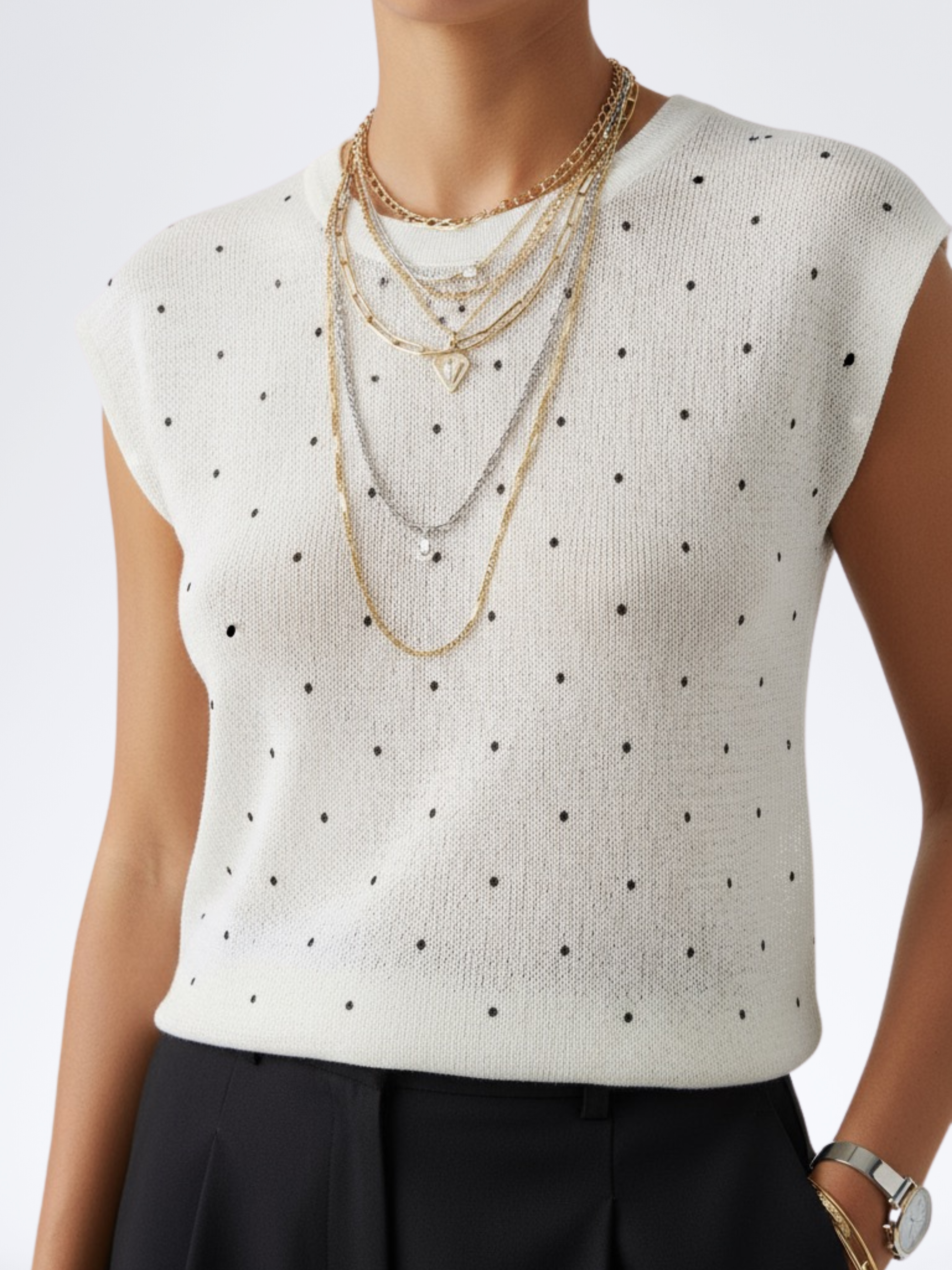WHITE POLKA TEE