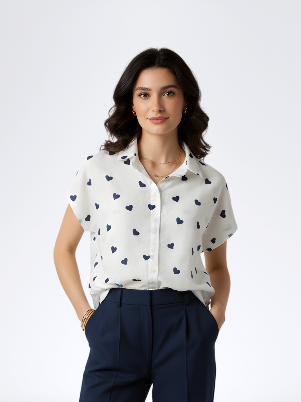NAVY QUEEN OF HEARTS TOP
