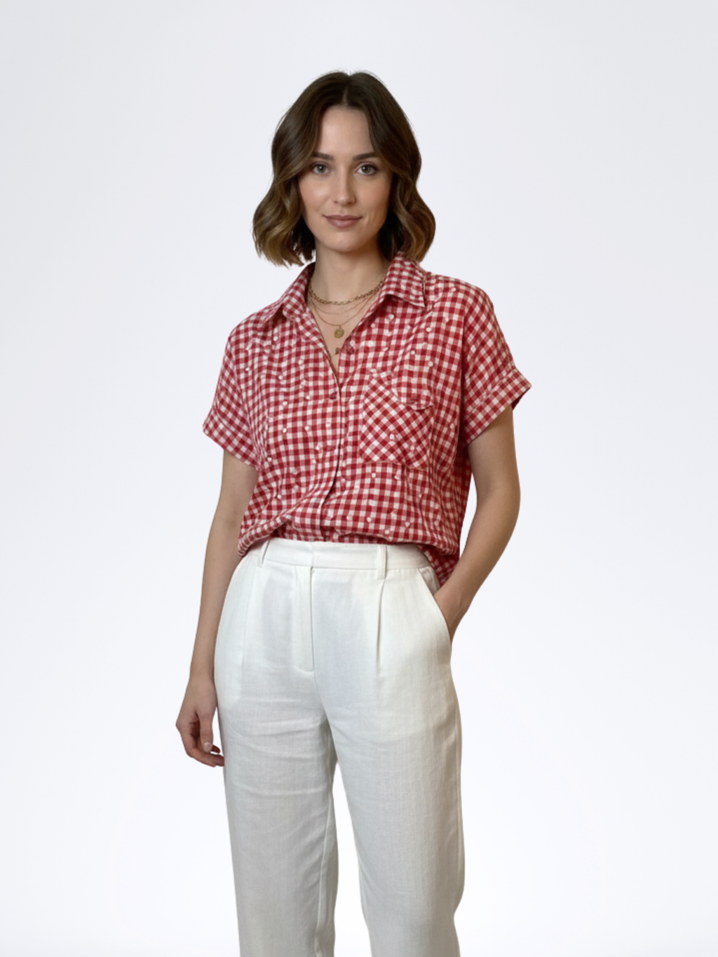 RED HEART GRID TOP