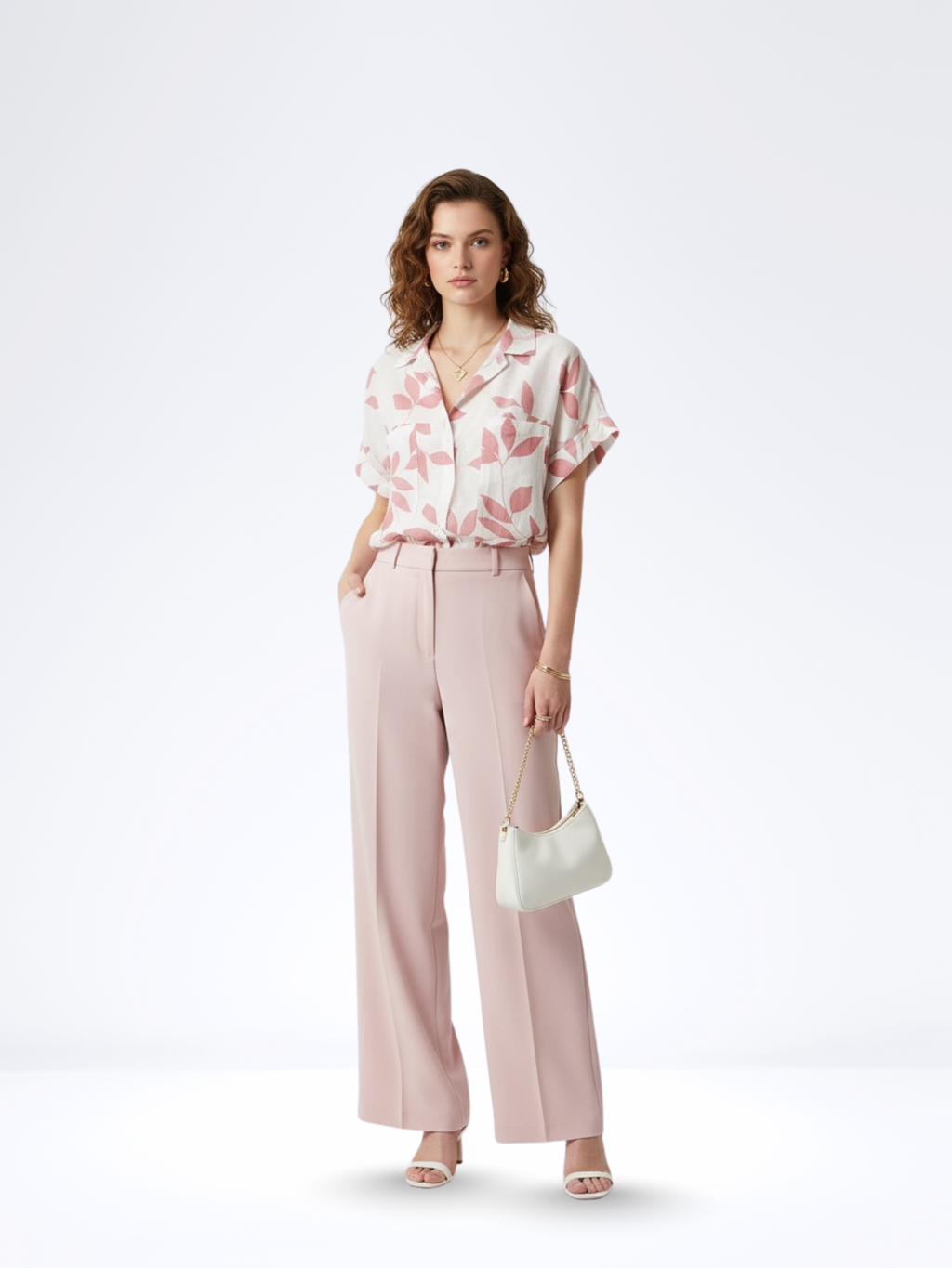 PINK FALLING LEAVES CROPTOP