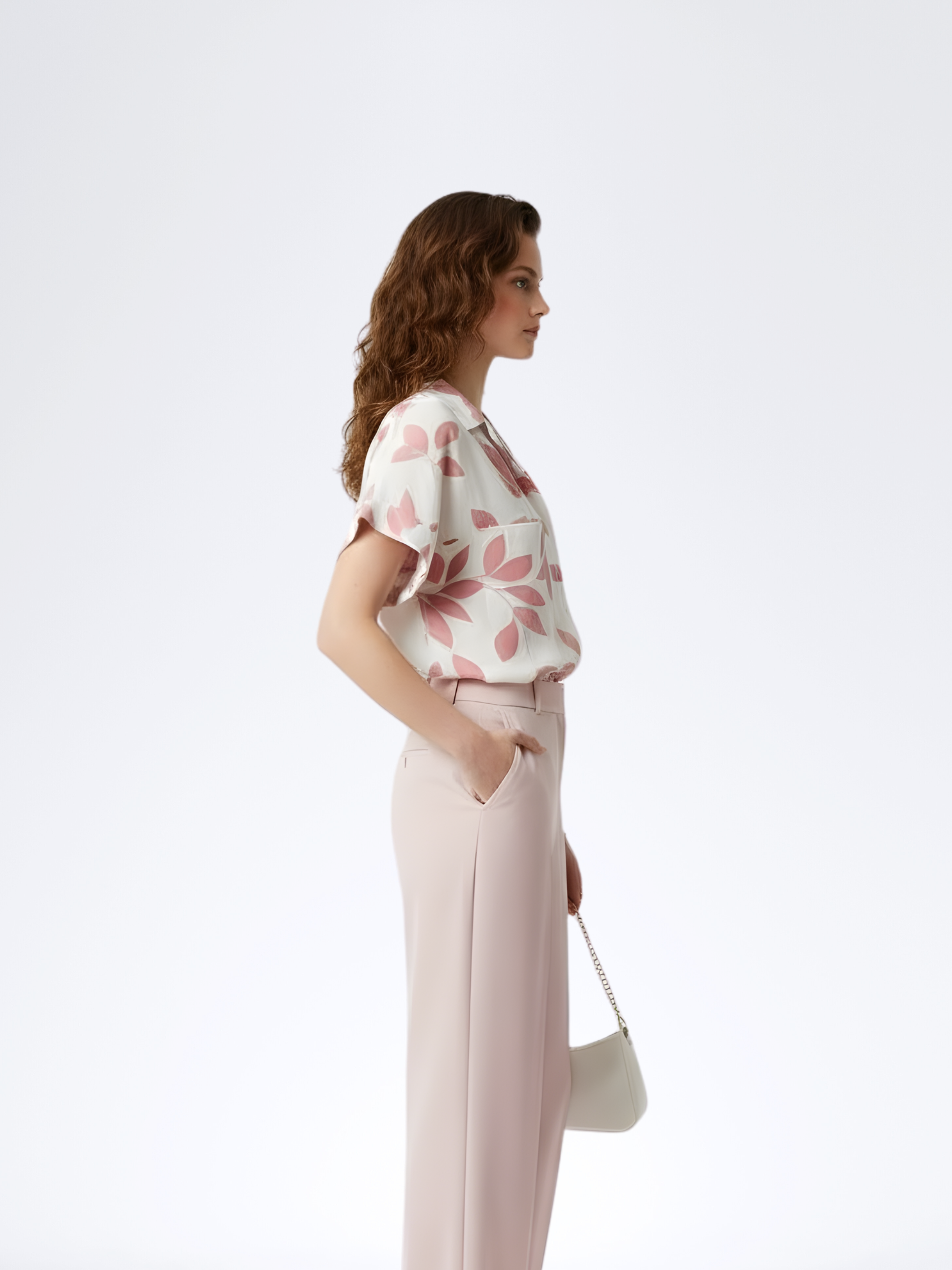 PINK FALLING LEAVES CROPTOP