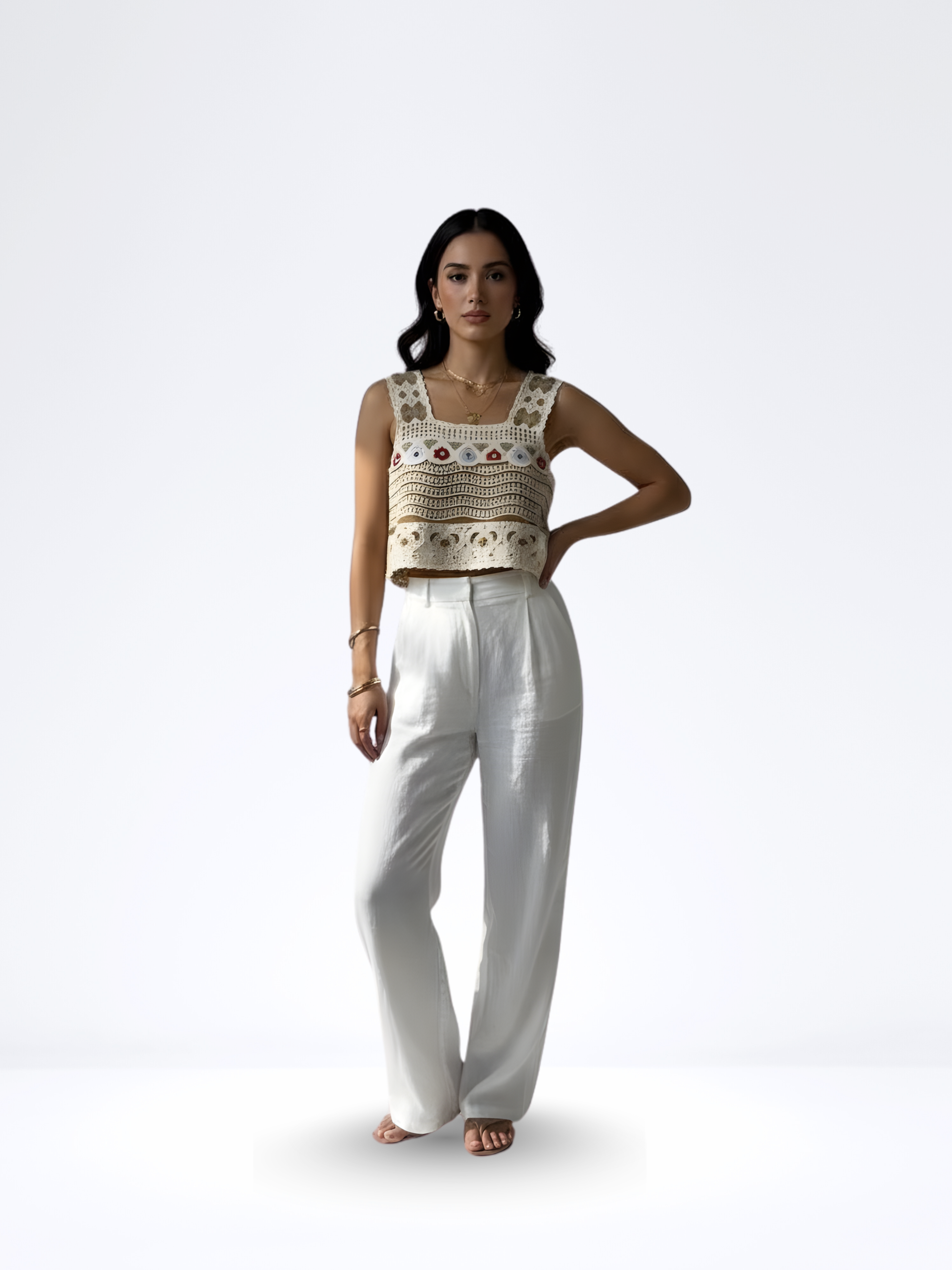 BROWN CROCHET CROP TOP