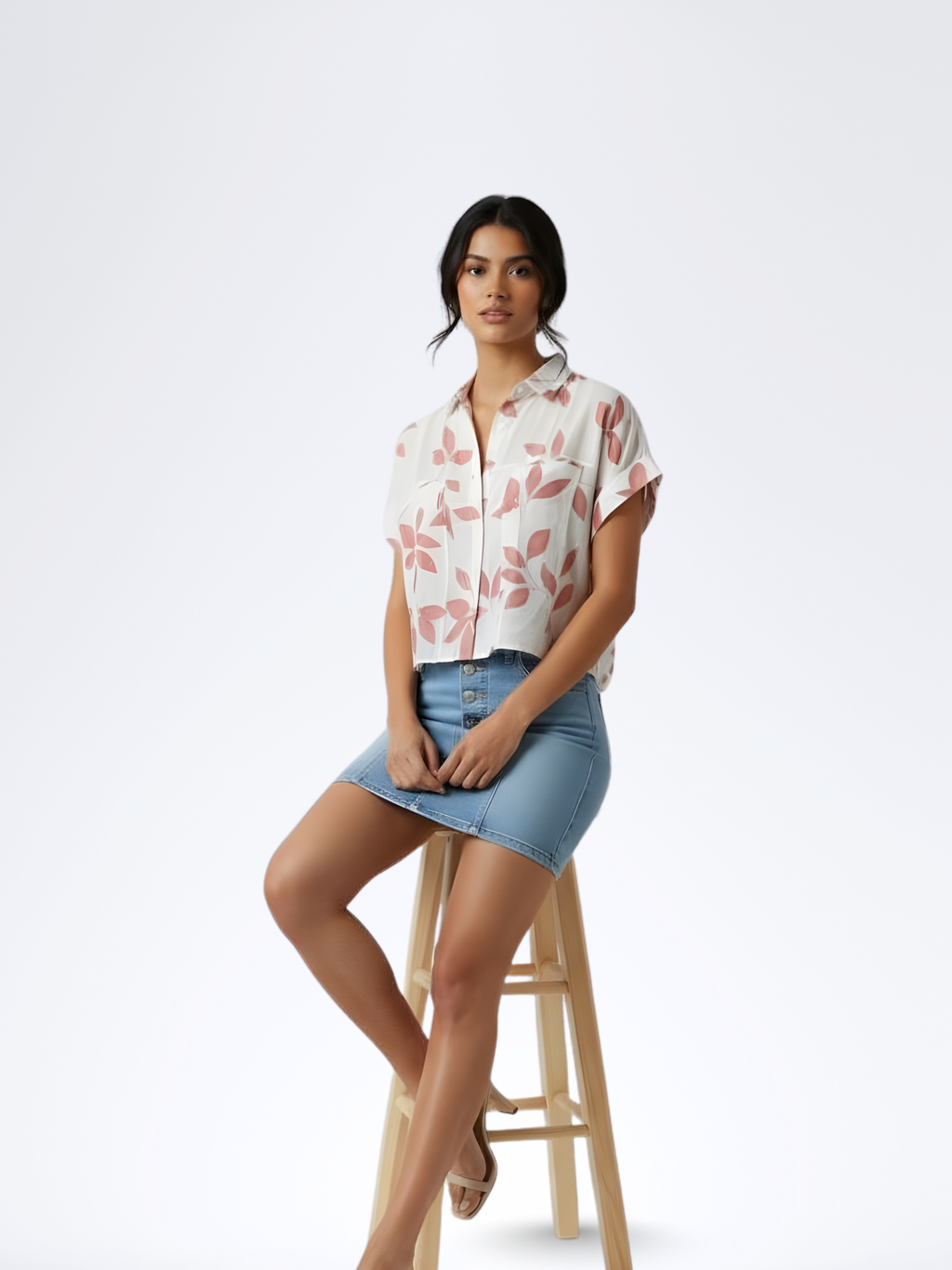 PINK FALLING LEAVES CROPTOP