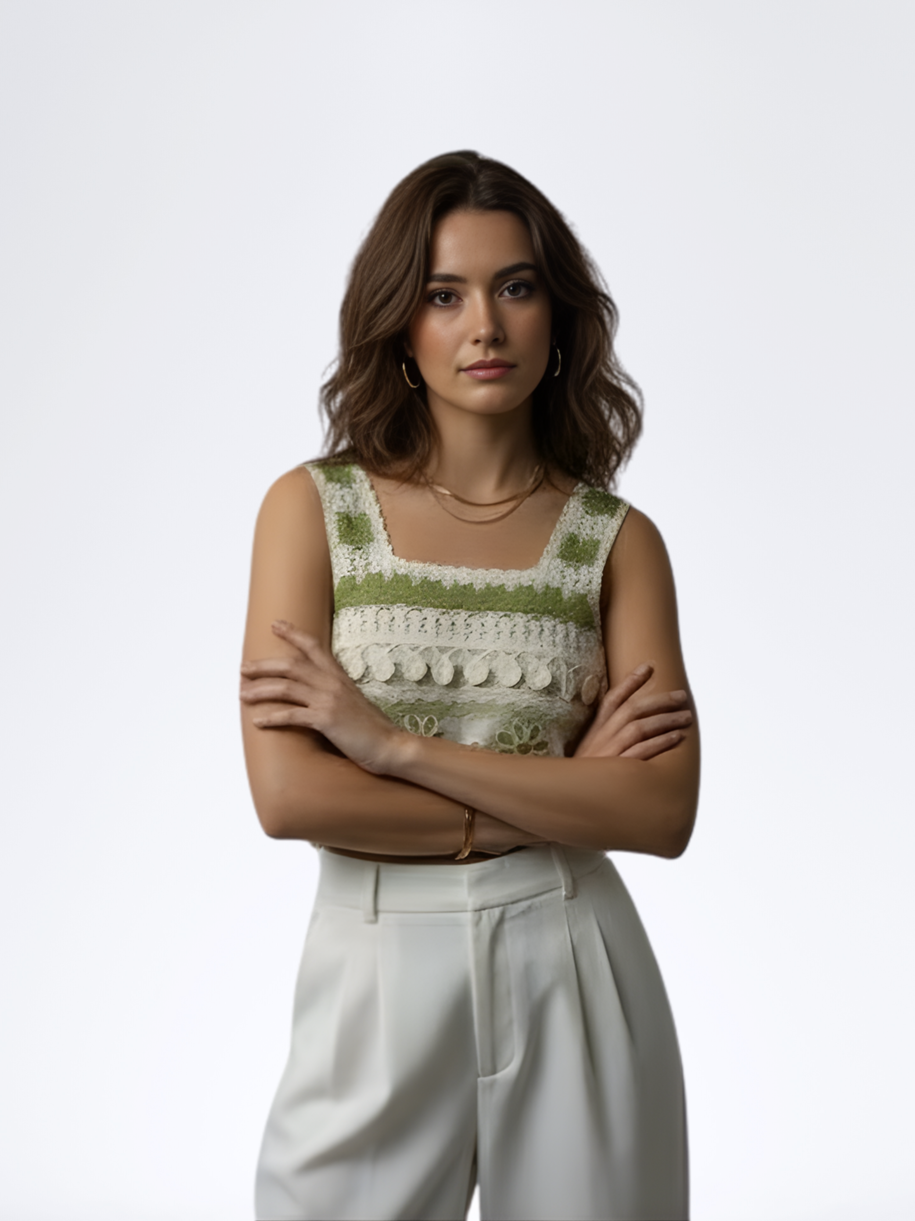 LIGHT GREEN CROCHET LACE CROP TOP