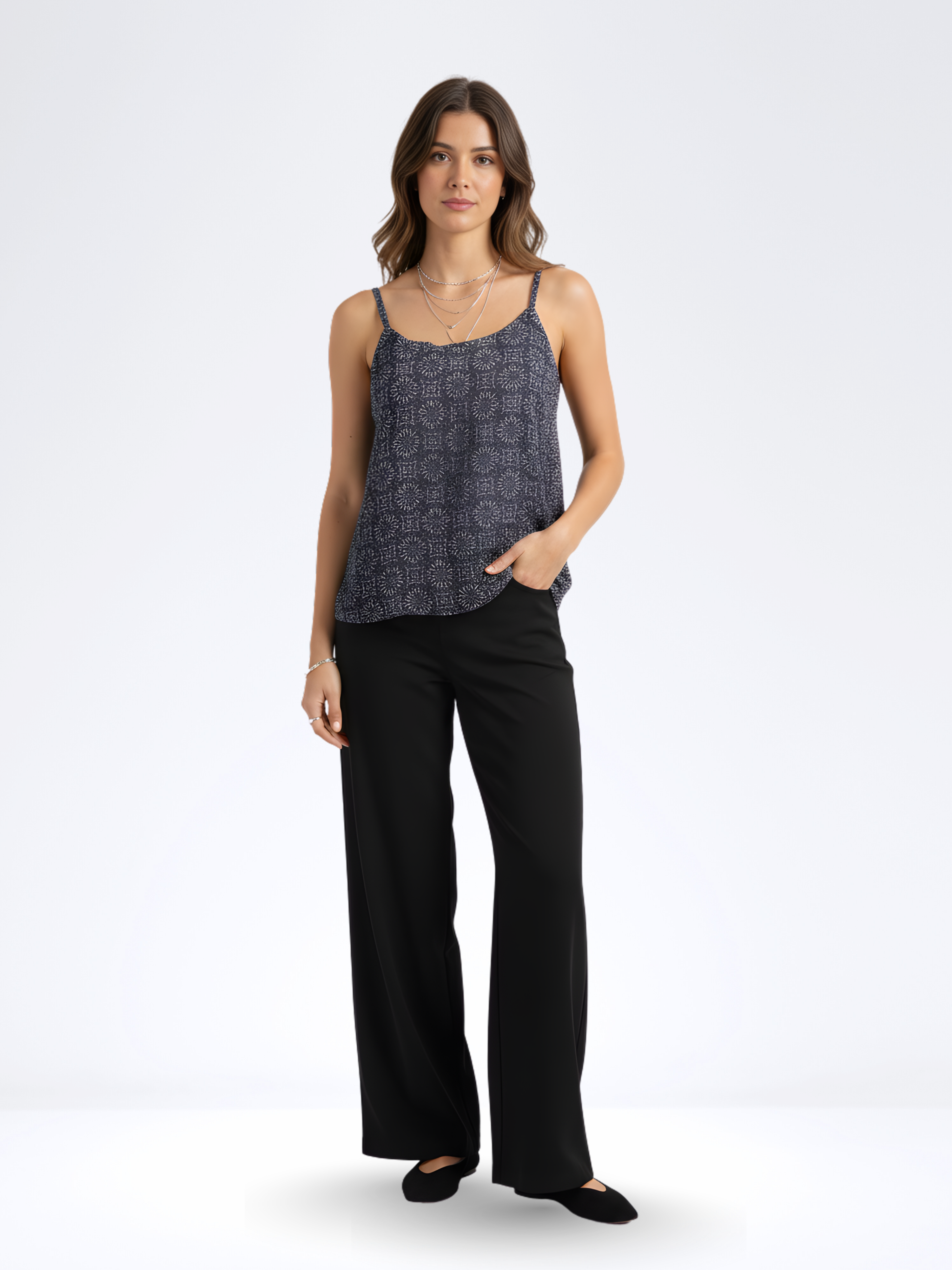 BLUE SUMMER NOODLE STRAP TOP