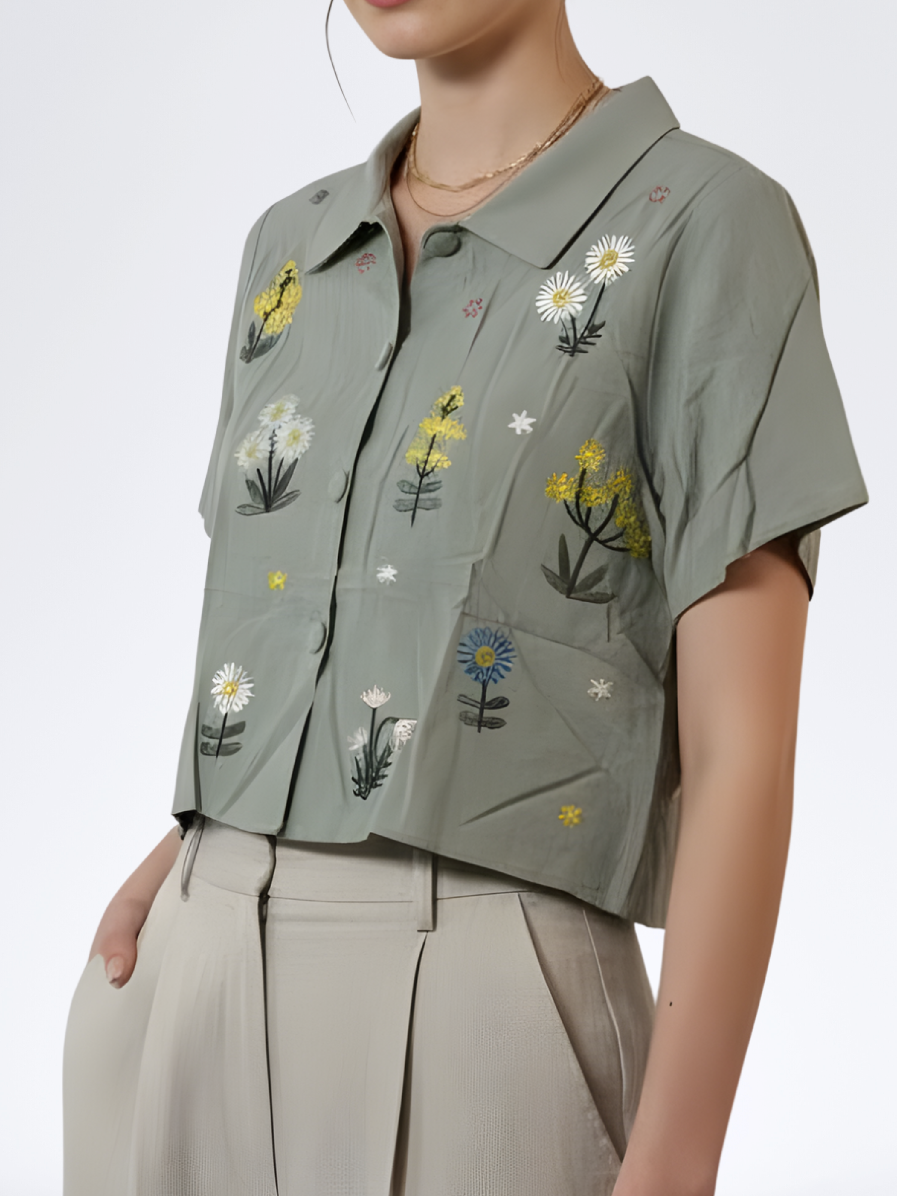 SAGE GREEN EMBRAURA TOP