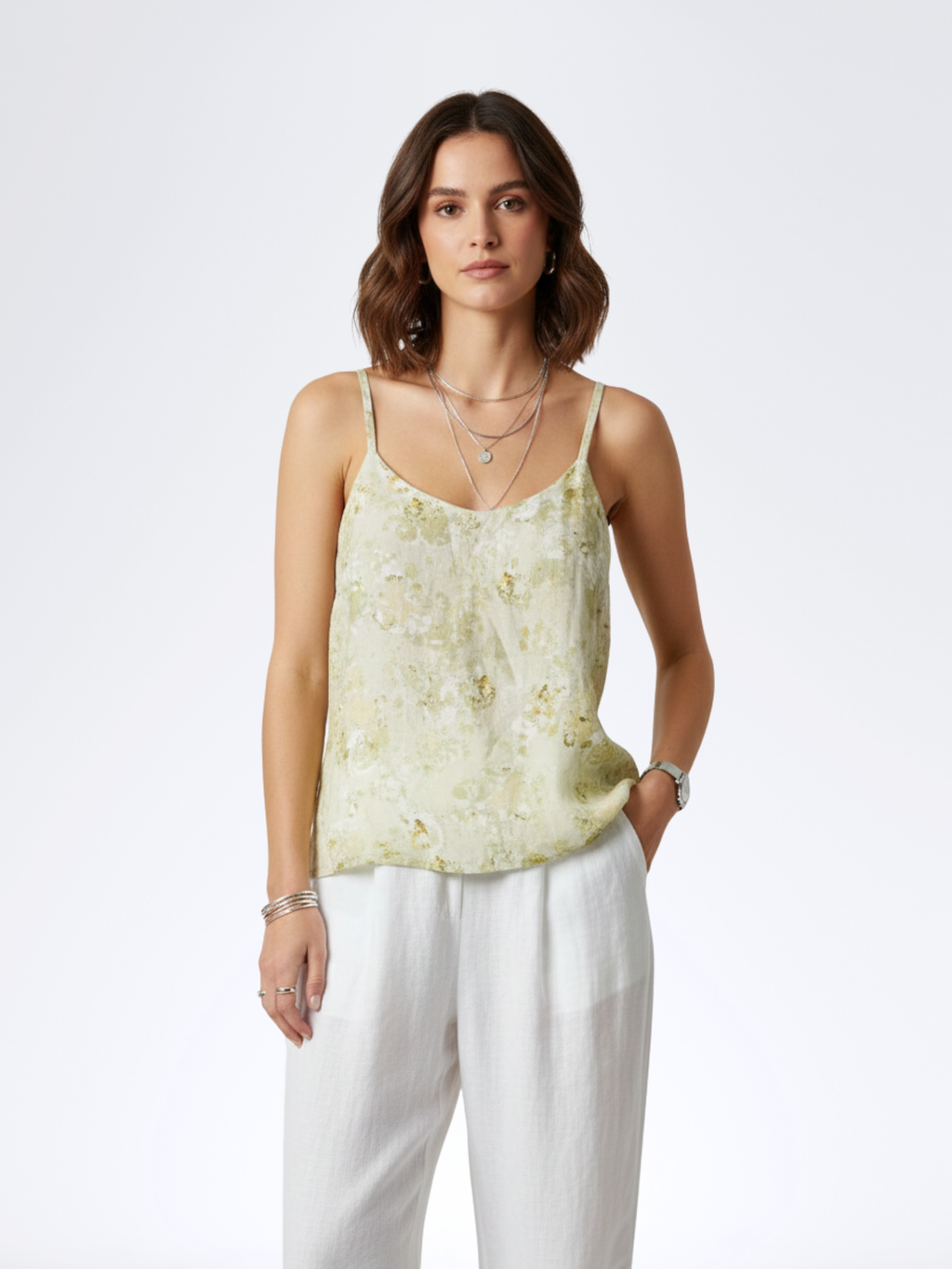 GREEN SUMMER NOODLE STRAP TOP