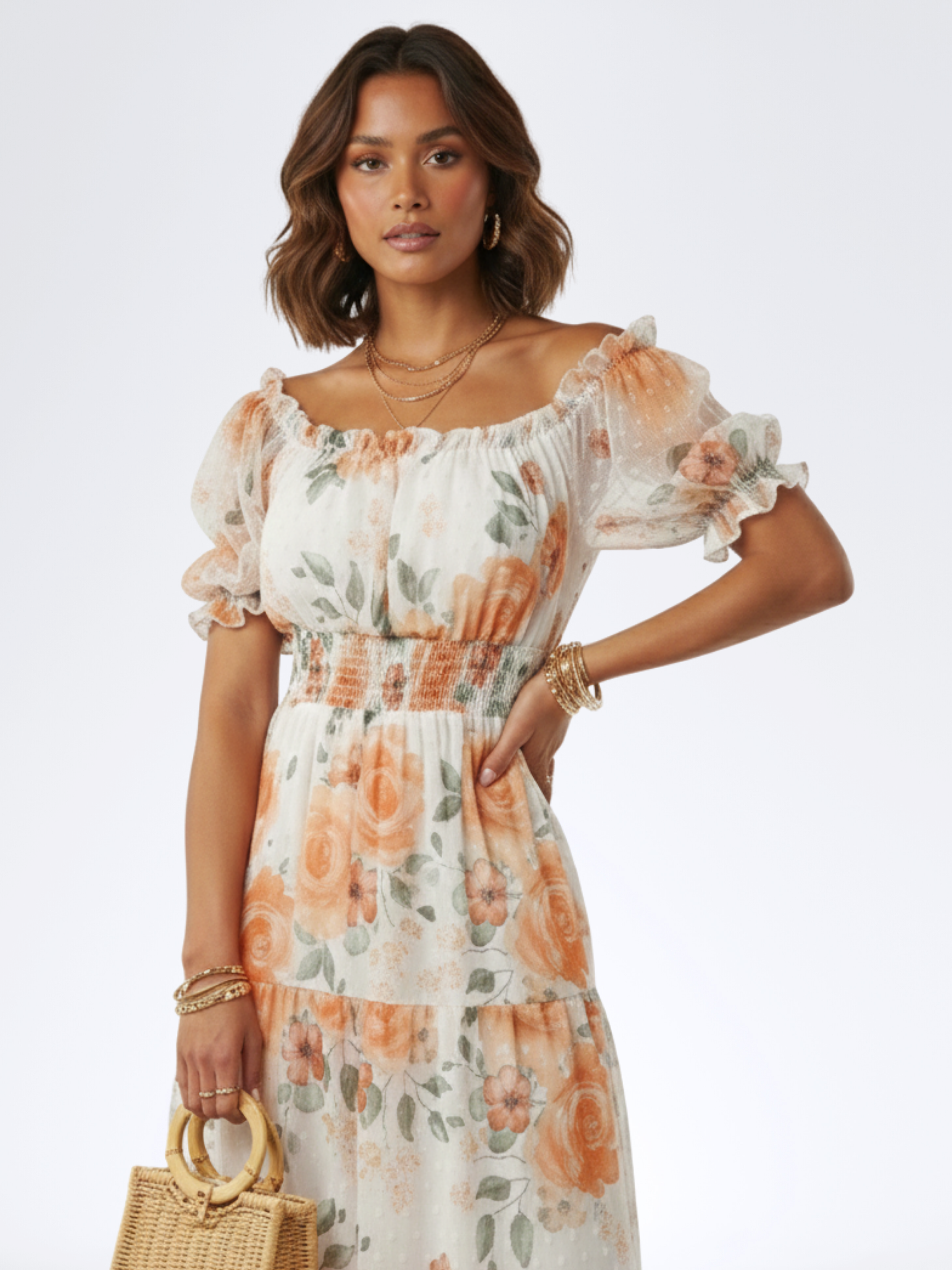 ENCHANTEUR DRESS WITH PUFF SLEEVES