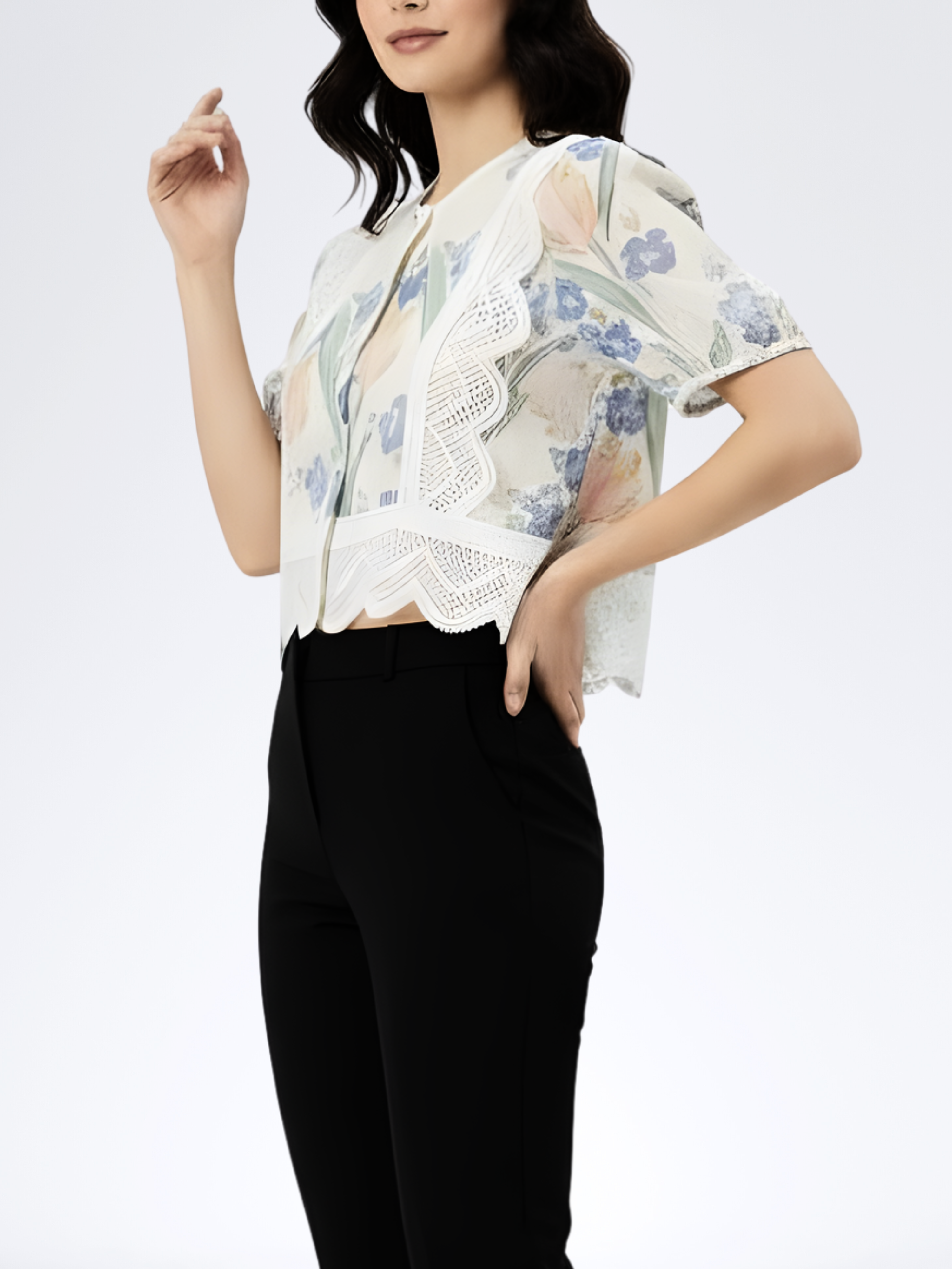 BLUE FLORELLE TOP