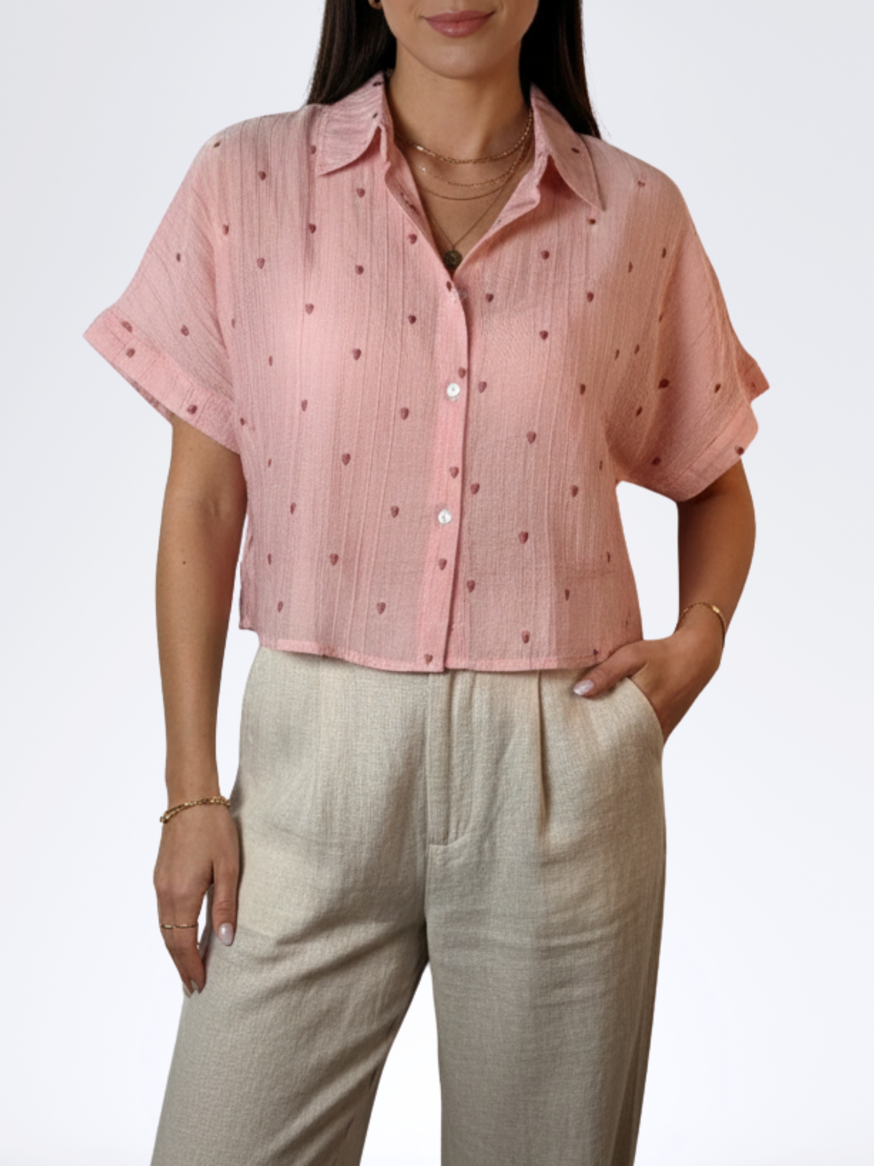 PINK FALLING HEARTS CROPTOP