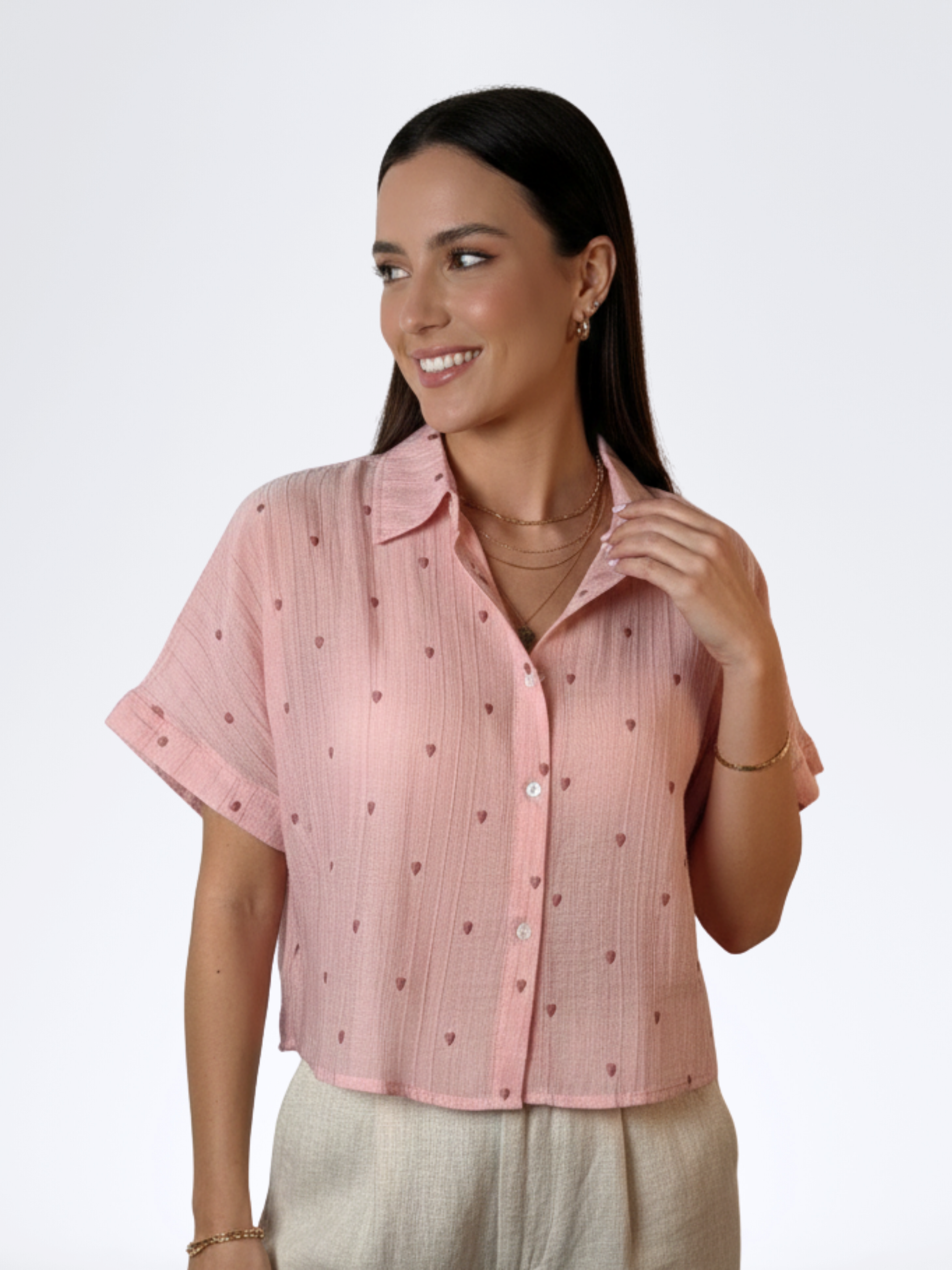 PINK FALLING HEARTS CROPTOP