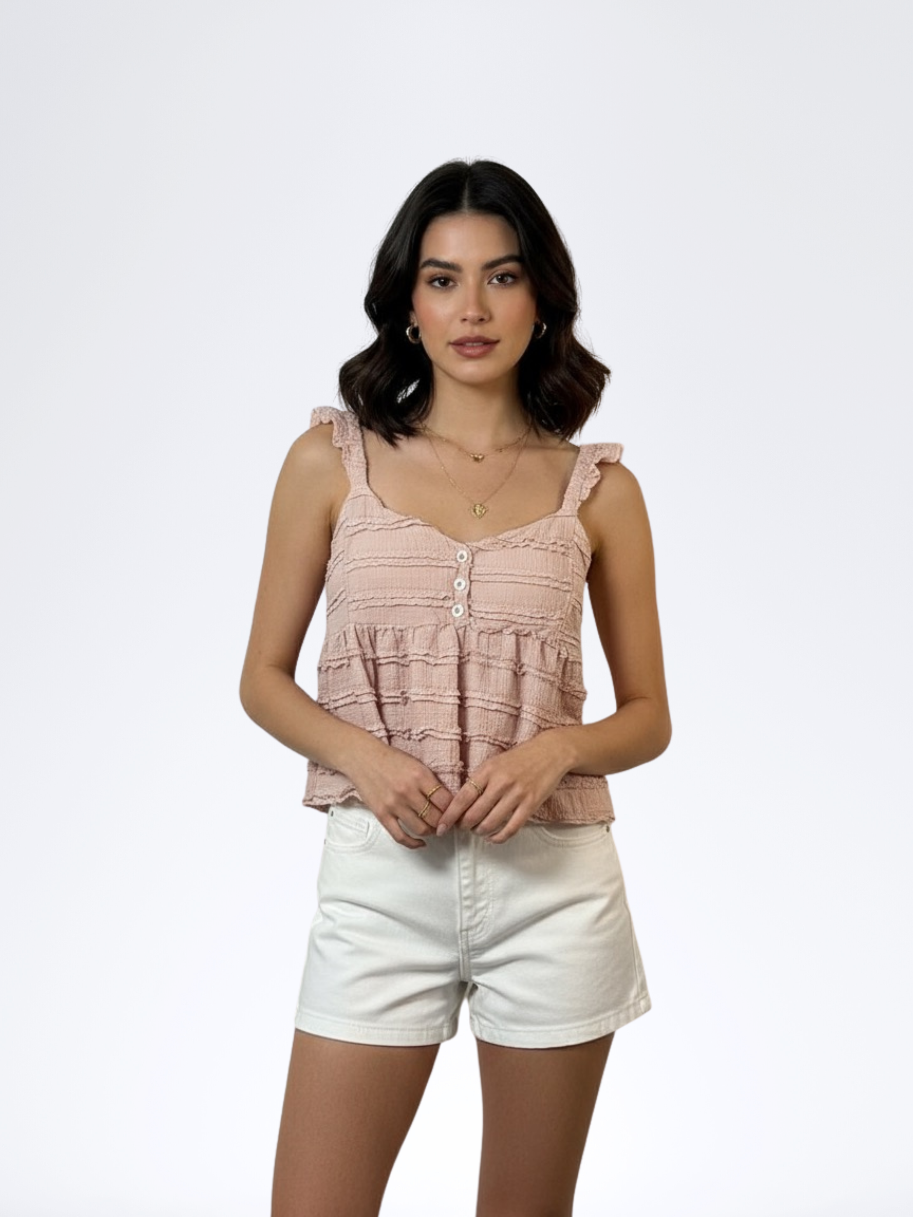 SOFT PINK SLEEVELESS RUFFLETOP