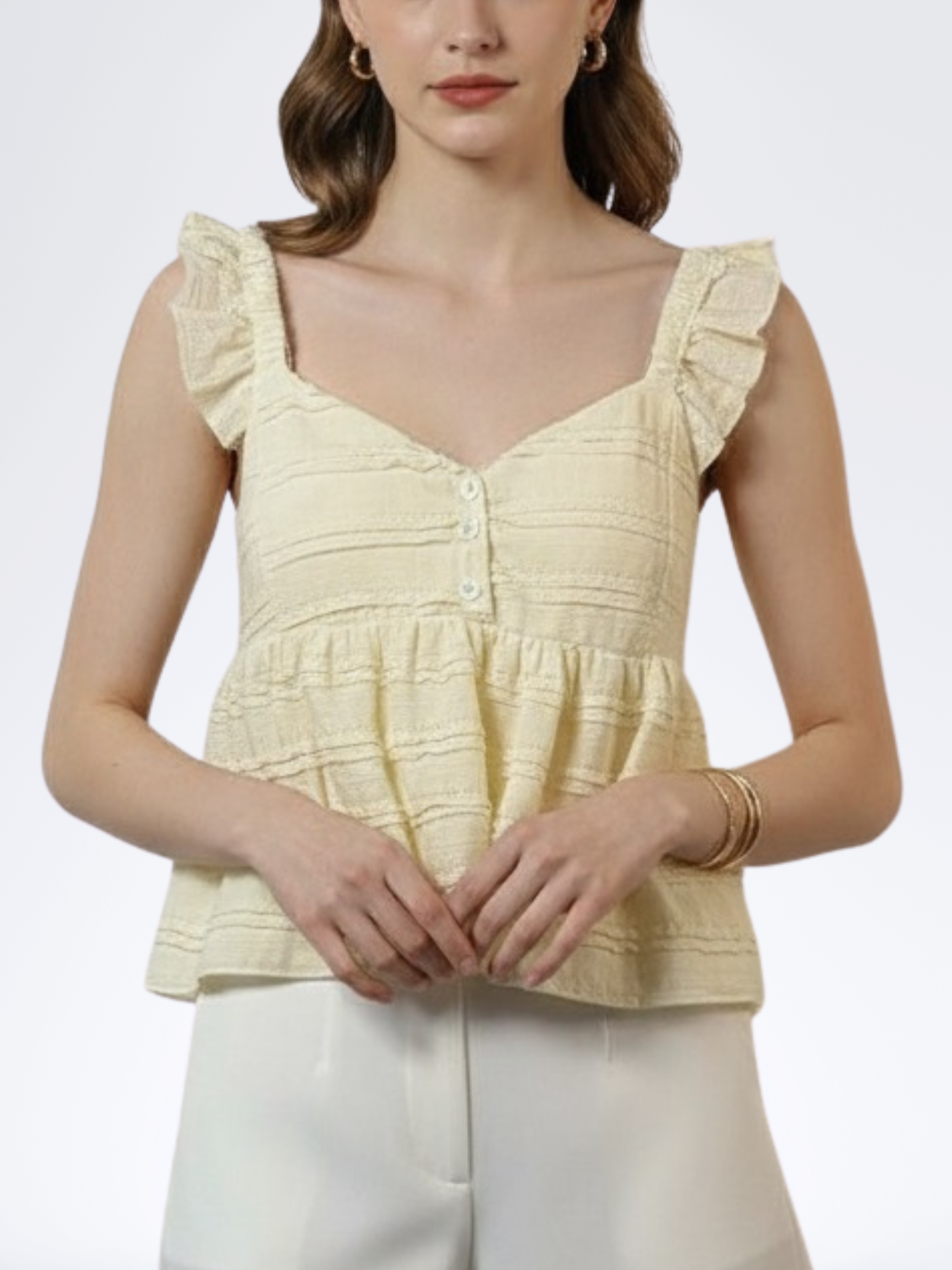 BUTTER SLEEVELESS RUFFLETOP