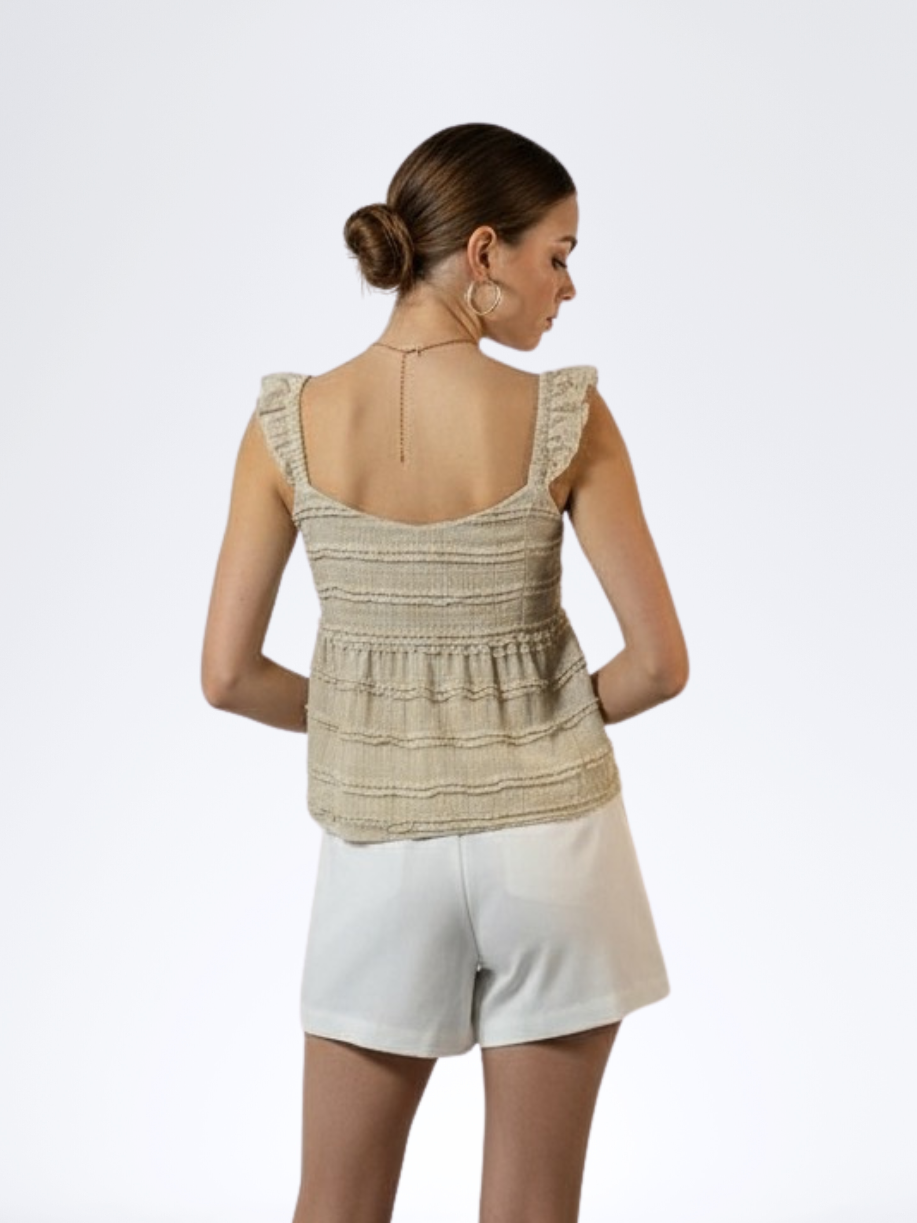 SAND SLEEVELESS RUFFLETOP
