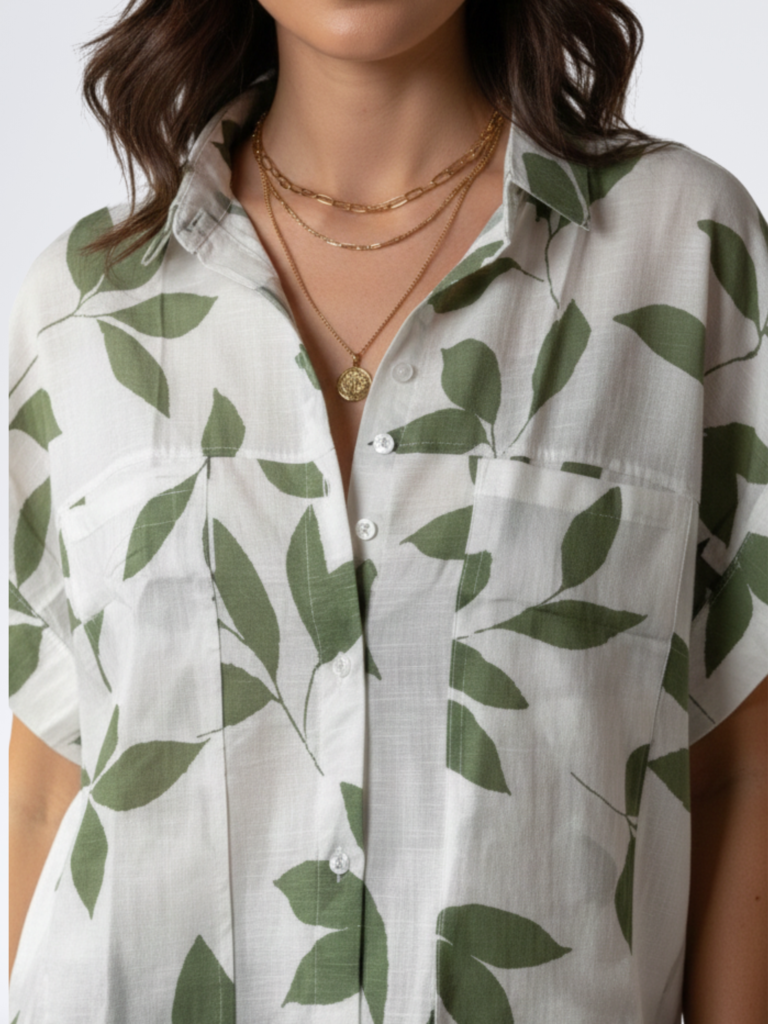 GREEN FALLING LEAVES CROPTOP